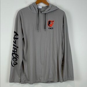 Orioles O’s Gray Long-Sleeve Hooded T-Shirt Baltimore XL Unisex MLB Baseball